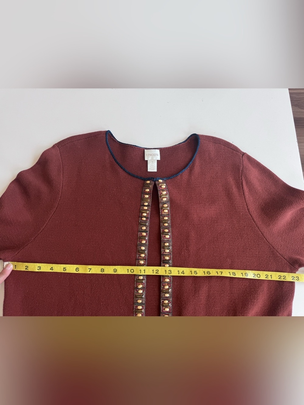 Chico's Embellished Longline Duster Cardigan Sweater Jacket Boho Women’s - Picture 11 of 14